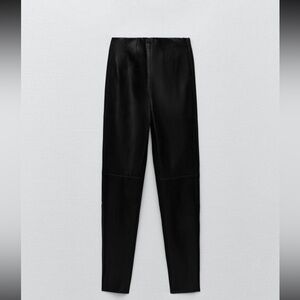 Women Zara HIGH-WAISTED FAUX LEATHER LEGGINGS size s
